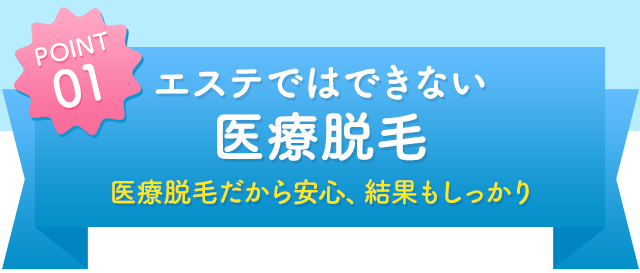 POINT01 エステではできない医療脱毛